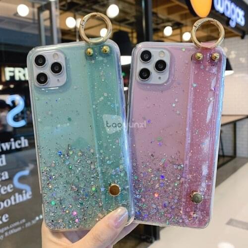Glitter Case For Samsung Galaxy A51 Cases TPU Wrist Strap Funda Samsung A71 A50 A70 A40 A41 A31 A21S A11 A01 A30 A20e A10s Cover
