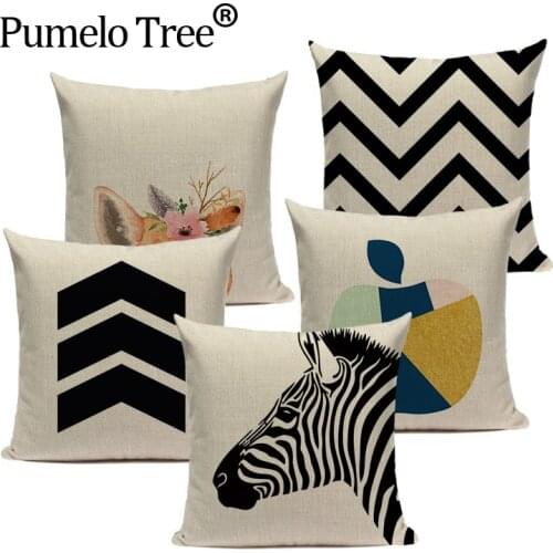 Modern Simple geometry pillowcase Black White home cushion Zebra Creative Leopard decorative pillows Square Home Printing custom