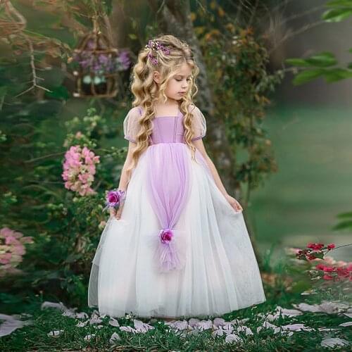 SuperKimJo Cute Cosplay Sofia Princess Dress Cheap Purple Flower Girl Dresses Baby Little Girl Party Dresses