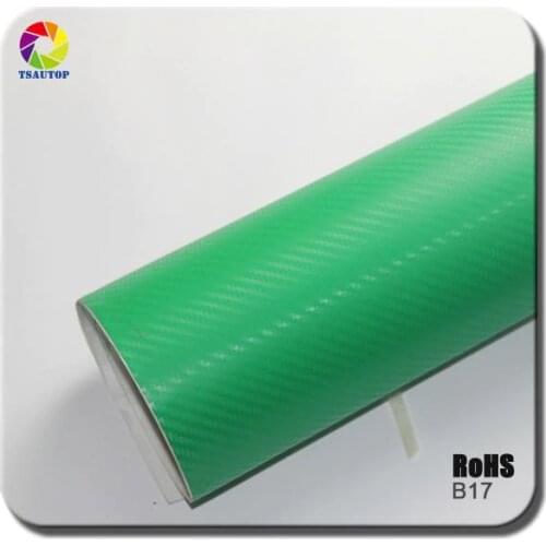 TSAUTOP Size 1.52x 30m 3d carbon fiber film car vinyl wrap dark green color B17