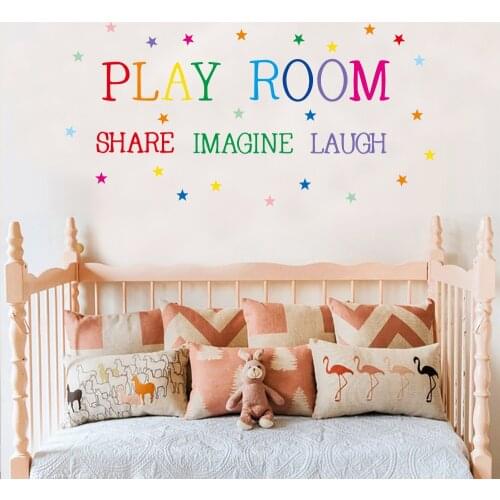 Creative English Playroom Wall Stickers for Kids Room Nursery Decoration Wall Decals Bedroom Living Room Decorative Mural