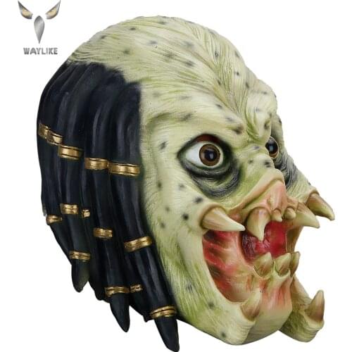 WAYLIKE Funny Latex New Iron Warrior 4-Head Cosplay Mask Adult Halloween Party Mask