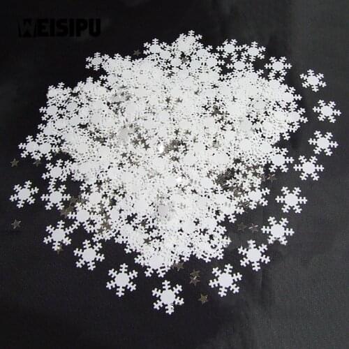 WEISIPU 400pcs/lot New Iridescent Snowflake Confetti Sequins Christmas Crafts Party Romantic Decor Cuts Christmas Decoration