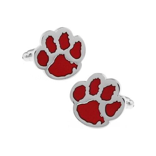 Factory Price Retail Novelyu Cufflinks For Men Fashion Copper Material Red Animal Bears Paw Design Cuff Links Free Shipping