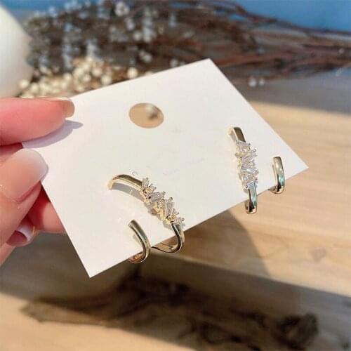 ​ZDMXJL 2021 New Fashion Womens Earrings Fine Simple Zircon Ear Stud Earrings For Women Party Girl Jewelry Gifts Wholesale