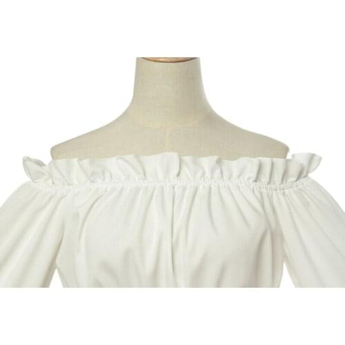 Women Renaissance Retro Medieval Victorian Blouse Bell Sleeve White Shirts Tops