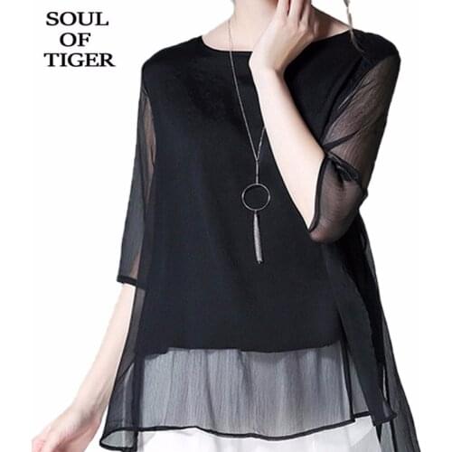 SOUL OF TIGER 2020 Spring European Fashion Ladies Loose Tops Womens Casual Elegant Shirts Female Streetwear Vestidos Plus Size