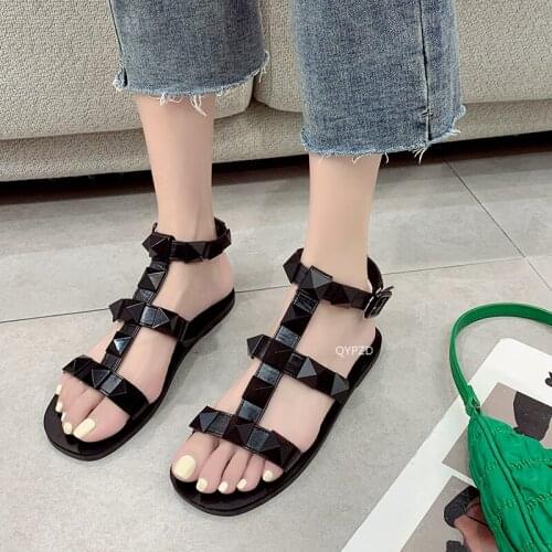New Brand Rivet Women Sandal Shoes Low Heel Back Strap Gladiator Shoes Ladies Elegant Summer Party Shoes Sandalias De Mujer