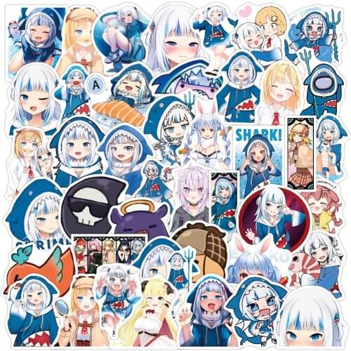 10/30/50PCS Kawaii Anime Girl Gawr Gura Stickers DIY Fridge Skateboard Laptop Waterproof Graffiti Sticker Decals for Kid Toy