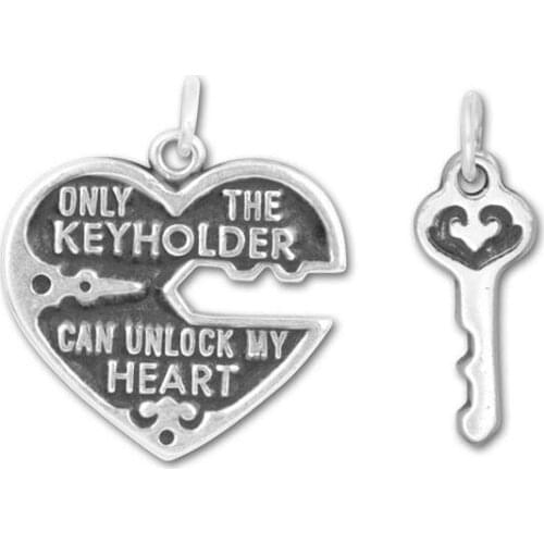 RAINXTAR 10pairs Hot Vintage Heart & Key Charms Only The Keyholder Can Unlock My Heart Vanlentines Day Charms AAC574