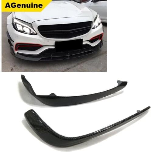 2pcs/set Full carbon fiber front bumper decorative trims side airvent canards for mercedes-Benz C Class W205