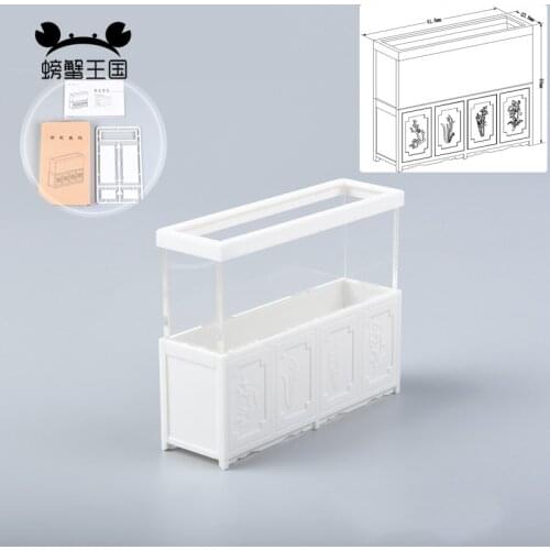 2pcs 1:25 Chinese Style Plastic Fish Tank Model Dollhouse Furniture Miniature White Accessories Doll