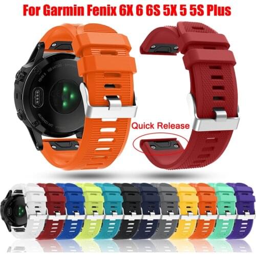 20 22 26MM Quick fit Watchband Strap for Garmin Fenix 6X 6 6S Pro 5 5X 5S Plus Watch Silicone Wrist Band For Fenix 3 HR Bracelet