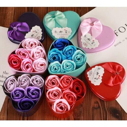 3/6/9Pcs Bath Body Petal Rose Flower Soap Rose Soap Flower Bouquet Wedding Party Decoration Valentines Day Gift Favor