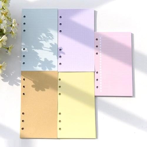 40sheets A5/A6 Colorful Loose-leaf Refill 6 Ring Handbook Inner Pages Kawaii Stationery Writing Pad School Office Supplies