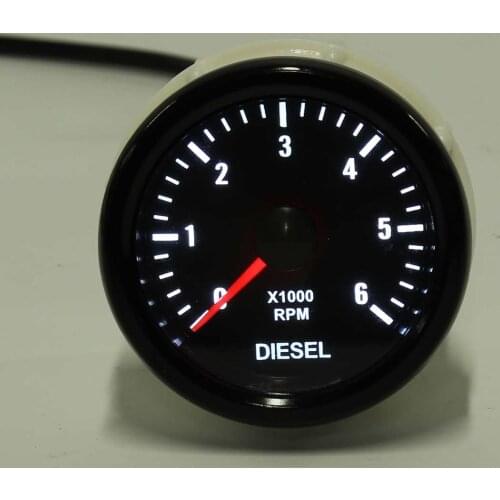 52mm 0-6000 RPM (On dash) White Electrical Tachometer Gauge For Diesel Motor
