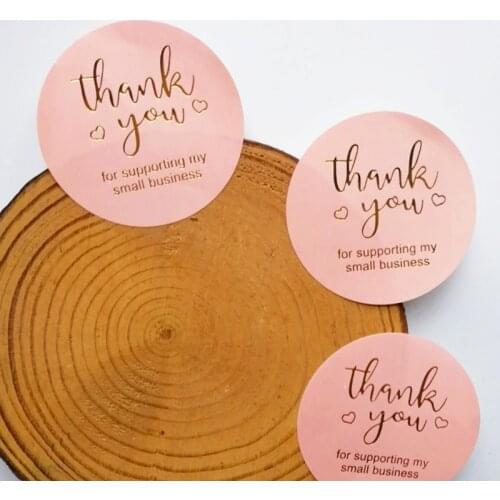 60pcs 2inch Golden Thank You Bronzing Stickers round Pink Stickers Labels Mailing Supplies Festival paper large size