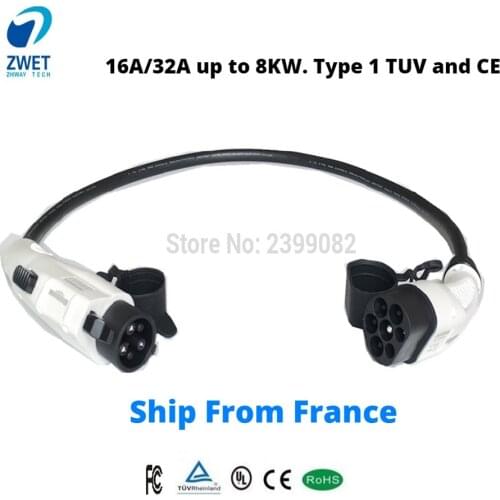 Duosida Sae J1772 Electric Vehicle Car Charging Type 2 -Type 1 Adapter 16A /32A 0.5 M Cable