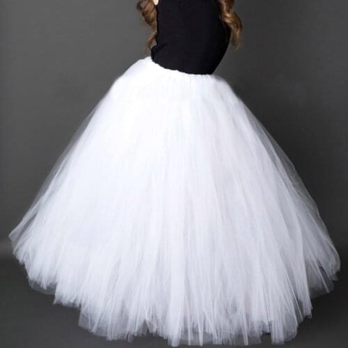 White new year Christmas Girls Tutu Skirt Fluffy Tulle Kids Girls Skirts Birthday Party Children Princess Ball Gown Long Skirt