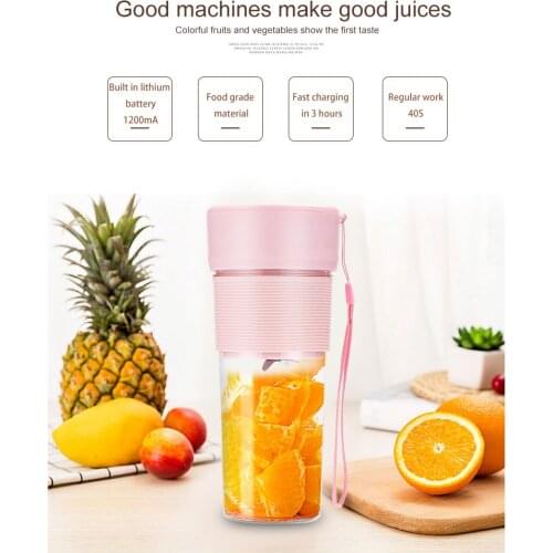 4-Blade Wireless Portable USB Rechargeable Mini Handy Fruit Blender Electric 300ml Mixer Household Extractor Juicer Cup Kit