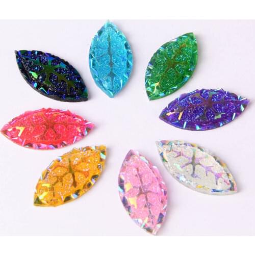 BOLIAO 40Pcs 11mm*23mm Marquise Shape Resin Flat Back Glue on Appliques/Wedding/Home Holiday Decoration Craft DIY R258