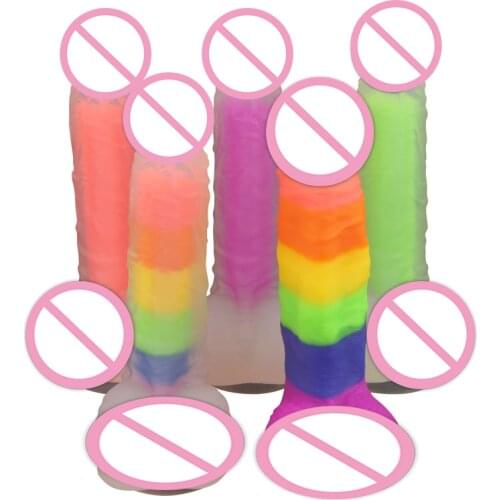 2020 New Silicone Big Realistic Dildo Colorful Erotic Jelly Dildo Strong Suction Cup Female Masturbation Sex Toys for Lesbian