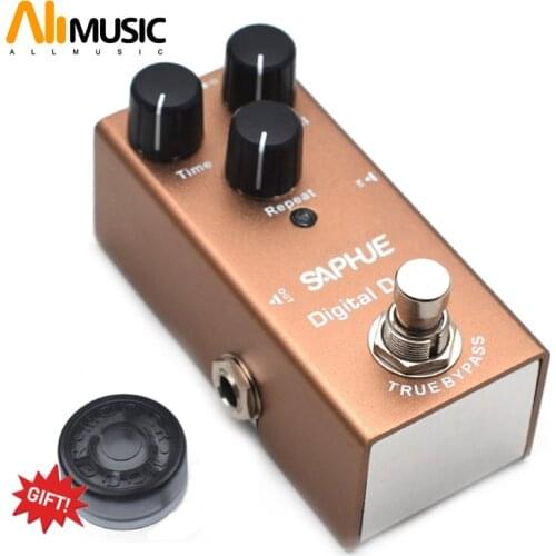SAPHUE Electric Guitar Digital Delay Pedal Time/Level/Repeat Knob Effect Pedal Mini Single Type DC 9V True Bypass