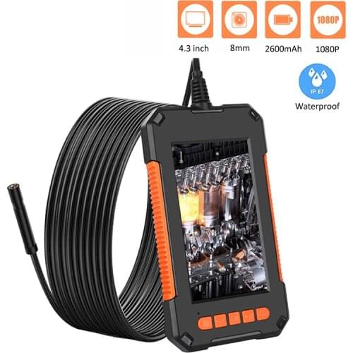 8MM 4.3inch LCD Screen Endoscope HD Industrial Endoscope Camera 1080P IP67 Waterproof Borescope 8 LED With 2600mAh Battery