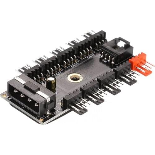 10 Way 3 gear PCI Cooler Cooling Fan Speed Controller Hub 4/3pin Power Socket For Computer Case CPU Fan Dedicated Interface