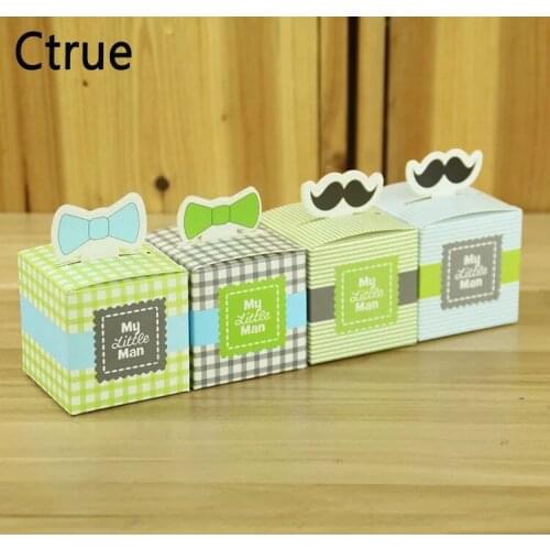 10pcs My little Man Cute Mustache candy box Birthday party kids Boy Baby Shower Favor boxes and bags baby shower souvenirs