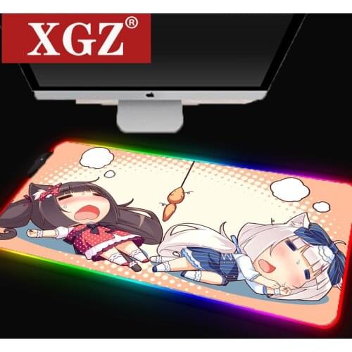 XGZ Kawaii Anime RGB Mouse Pads Large Gaming desk Mats USB Interface Luminous Foot Mat Carpet Mat Computer Keyboard Yoga Mat XXL