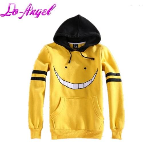 New Assassination Classroom Korosensei Cosplay Costume Hooded Jacket Yellow Thick Warm Hoodie Coat
