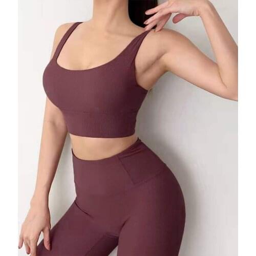 Hot Selling New Thread Beautiful Back Shockproof Bra And Leggings Sports Yoga Fitness Two-Piece Suit Women