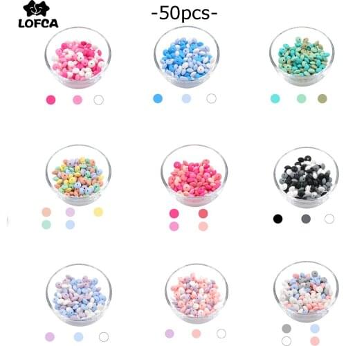 LOFCA 50pcs 12mm Silicone Lentil Beads Baby Teething Beads BPA-Free Food Baby Oral Care Pacifier Chain Accessorise Grade Making