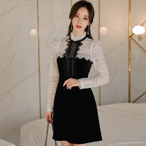 Fashion women patchwork cute elegant dress new arrival party high quality beach vintage cute mini a-line dress
