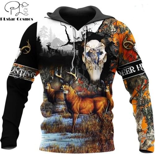 Beautiful Deer Hunting Camo 3D All Over Printed Men Hoodie Unisex Deluxe Sweatshirt Zip Pullover Casual Jacket Tracksuit KJ360