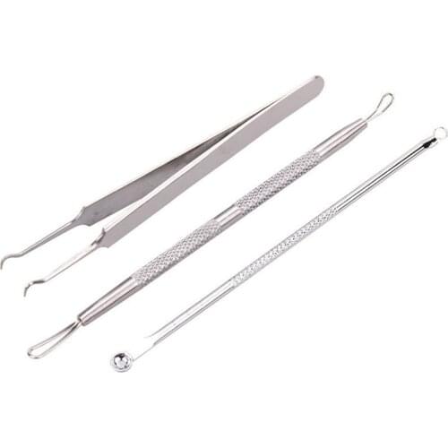 3Pcs/Set Blackhead Remover Comedone Acne Stick Pimple Extractor For Faces Black Dots Tweezers Beauty Facial Skin Care Tools