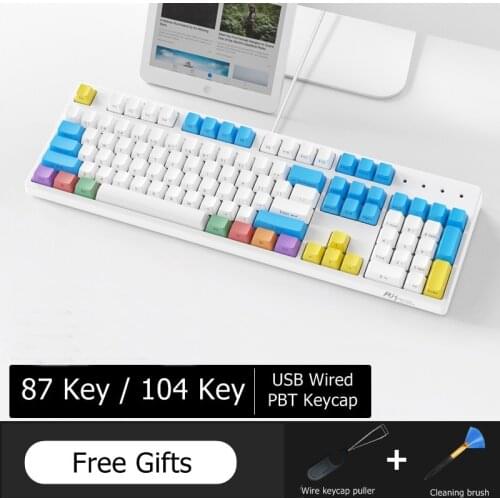 New RK987 87 Key/104 Key Ergonomic USB Wired Backlit Mechanical Keyboard PBT Keycaps Notebook Desktop Keyboard RK,Cherry Axis