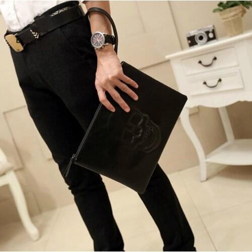 Bag again 030617 new hot man skull print hand bag envelope bag