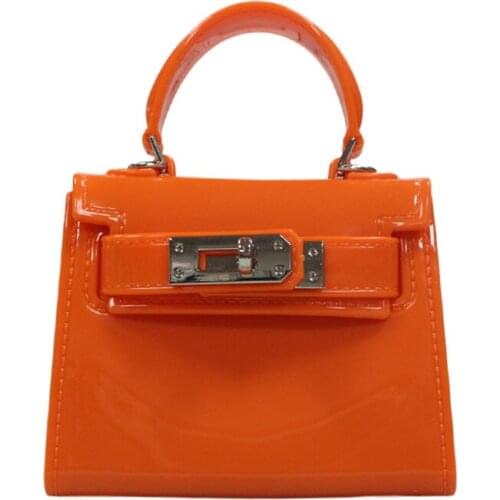 2021 New Summer Pure Color PVC Womens One Shoulder Small Square Bag Fresh And Sweet Metal Lock Mini Bag