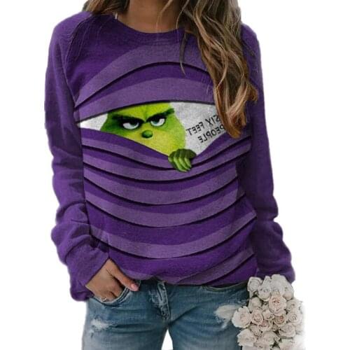 2020 European And American New Autumn Winter Womens Clothing Christmas Funny Printed Sweater Hot Long Sleeve T-shirt Women