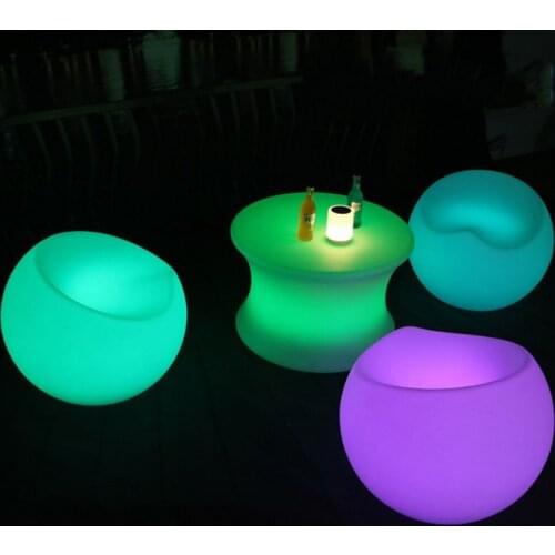 New LED Rechargeable Luminous Apple Chair Leisure Ball Chair Stool Waterproof Bench Outdoor KTV Bar Disco Furniture