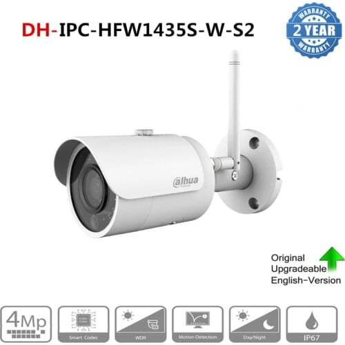 Original Dahua English version IPC-HFW1435S-W 4MP IR30M IP67 built-in SD Card slot Bullet Wi-Fi Network IP Camera support p2p