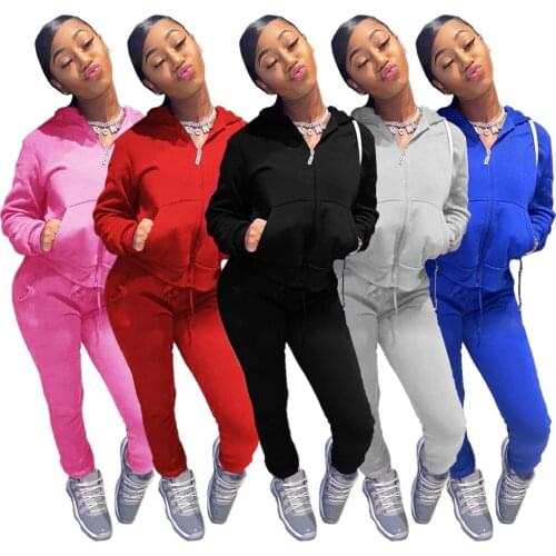 Autumn Two Piece Tracksuit Women Sportswear Zipper Hooded Sweater and Pants Set Casual 2 Piece Sweatsuits for Women Set Joggers