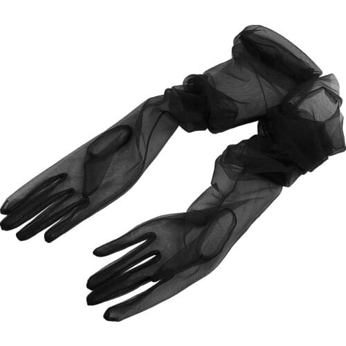 10 Colors 55/70mm Women Transparent Sheer Tulle Full Finger Long Gloves Mittens Formal Party Gloves Photography Accessories