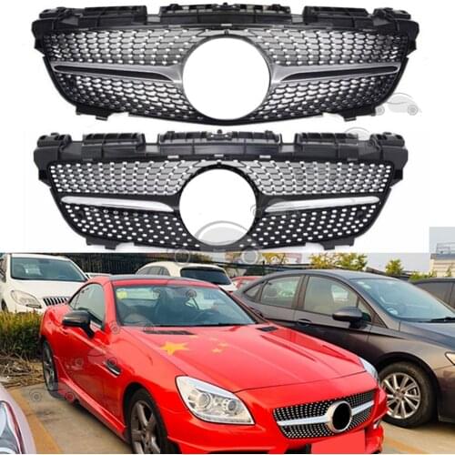 Front Bumper Racing Grill Billet Grille Cover For Mercedes-Benz R172 SLK Class 2011 2012 2013 2014 2015 Diamond
