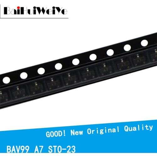 100PCS/LOT BAV99LT1G BAV99 A7 A7W SOT23 0.2A/70V SMD SOT-23 TRANSISTOR Dual Series Switching Diode new and original IC
