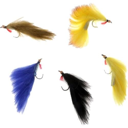Prettyia 5pcs Zonker Trout Flies 5 Colors Belly - Size 4
