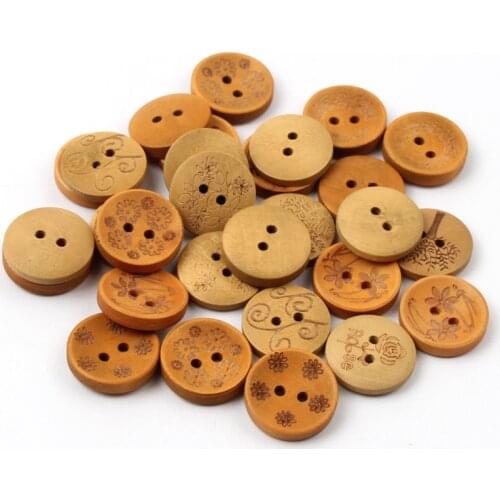 50pcs Natural Color Wooden Buttons For Clothing Sewing DIY Crafts Scrapbooking Sewing Clothes Decor 20mm