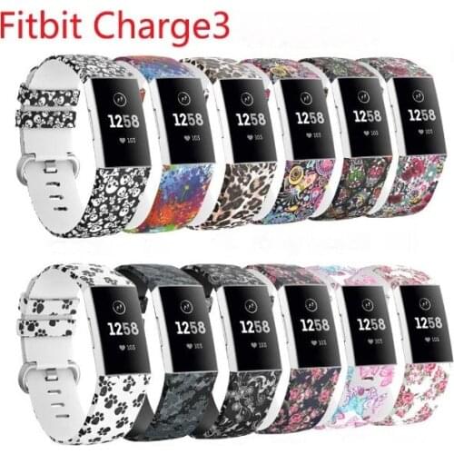 Odog Flowers Print Silicone Replacement Sport Band for Fitbit Charge 3 Wristband Watch Strap Bracelet 2018 New Arrival